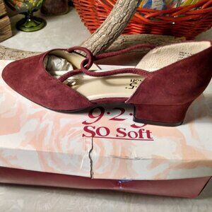 9.2.5. Soft Brushed Velvety Burgundy Low Heeled Shoes Closed Toe Pumps 7
